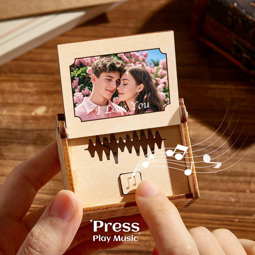 Caja De Música Digital Personalizada, Cualquier Canción, Melodía O Voz, Foto Personalizada, Caja De Música De Madera Con Texto, Regalos De Aniversario - mymoonlampes