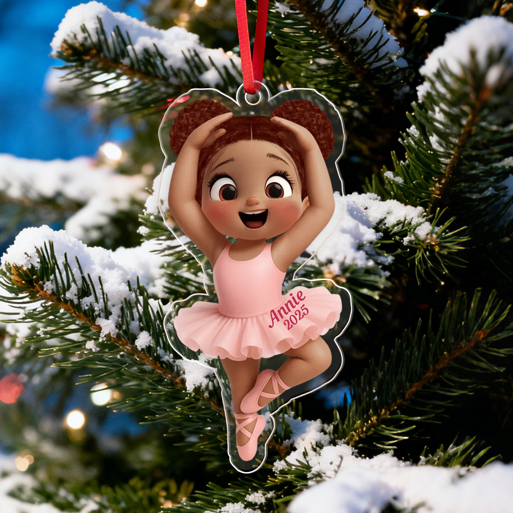 Adorno Acrílico De Bailarina De Ballet En Estilo De Dibujos Animados Para Decorar El Árbol De Navidad. Crea Un Ambiente Cálido Y Es El Regalo Perfecto Para Niños O Amigos. - mymoonlampes
