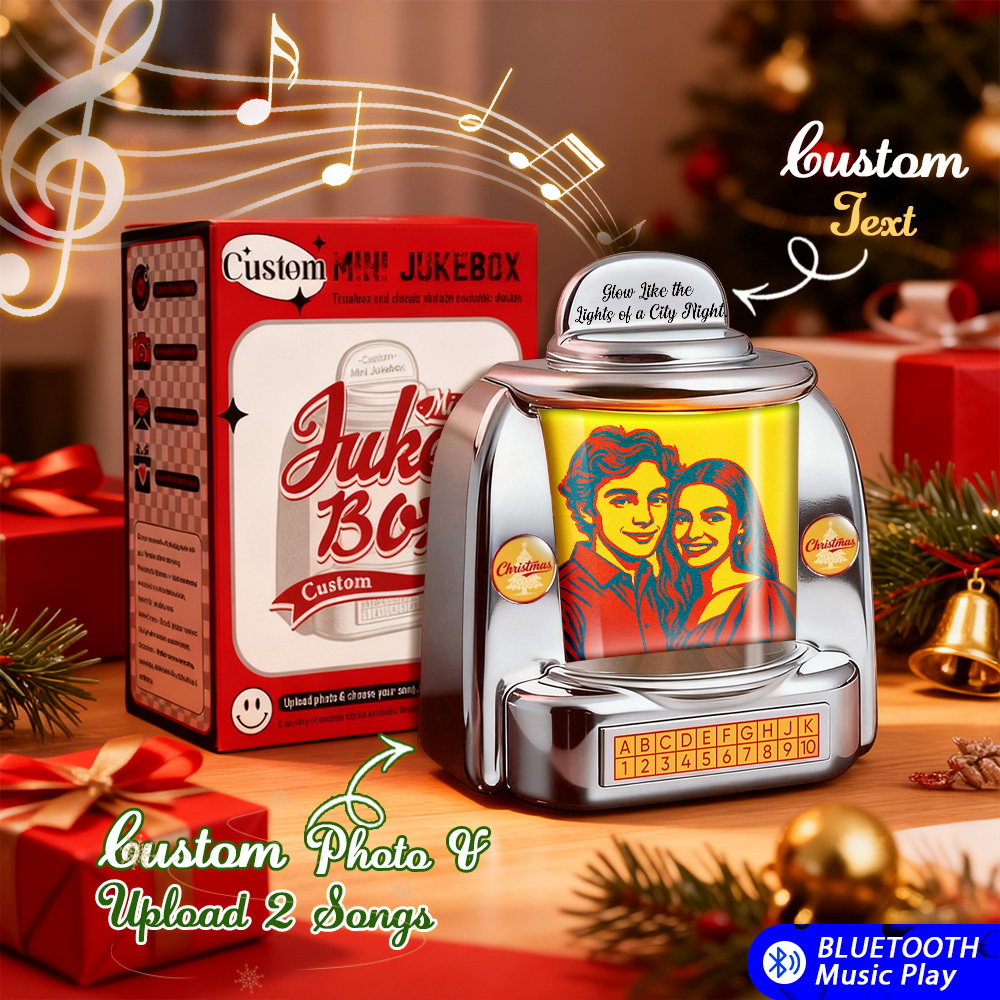 Mini Reproductor De Música Retro Personalizado Con Foto Estilo Pixar Y 2 Canciones | Decoración Vintage Para El Hogar | Regalo Nostálgico - mymoonlampes