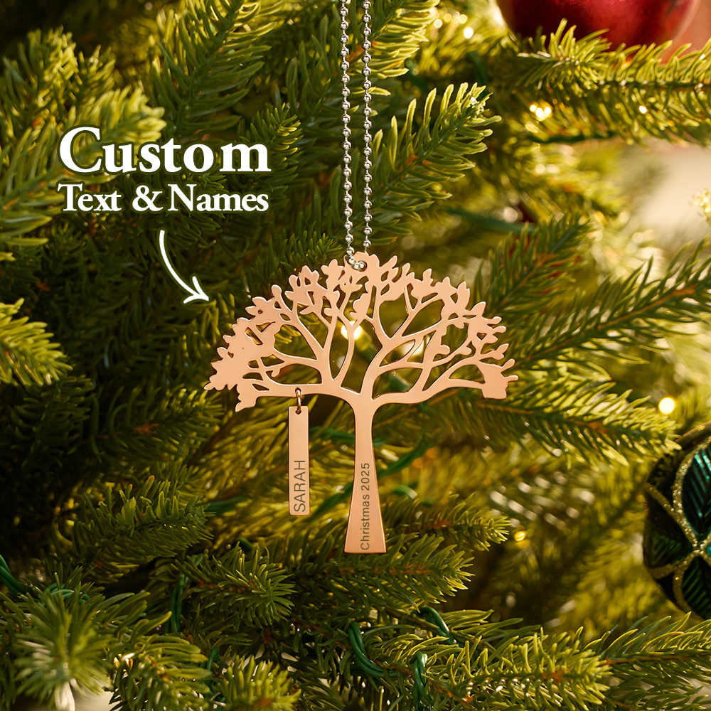 Adorno Navideño De Árbol Genealógico Personalizado, Con Nombre Y Año Personalizados, De Metal, Para Colgar, Regalo Festivo Familiar. - mymoonlampes
