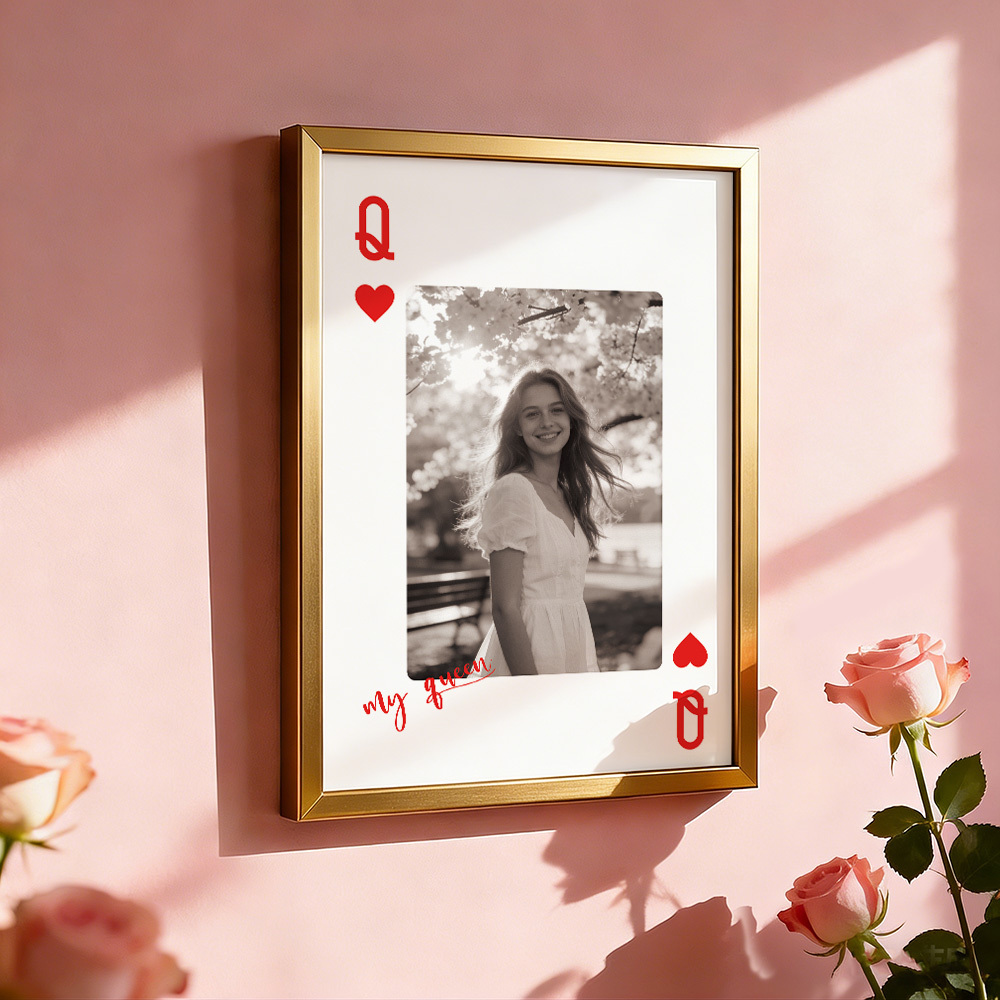 Marco De Fotos Personalizado Con Naipes De Rey Y Reina, Decoración De Recuerdos Con Foto Personalizada, Regalo De San Valentín - mymoonlampes