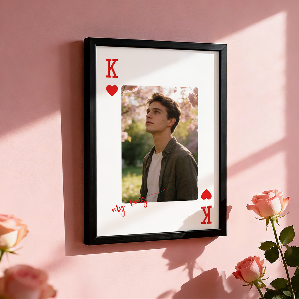 Marco De Fotos Personalizado Con Naipes De Rey Y Reina, Decoración De Recuerdos Con Foto Personalizada, Regalo De San Valentín - mymoonlampes