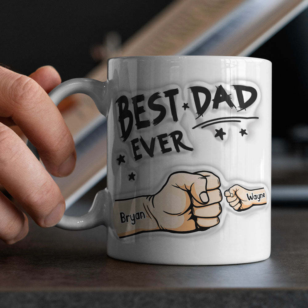 Regalos Del Día Del Padre Taza De Café Impresa Con Efecto Inflado 3d Con Nombres Personalizados Para Niños De 1 A 6 Niños Eres Mi Mejor Papá - mymoonlampes