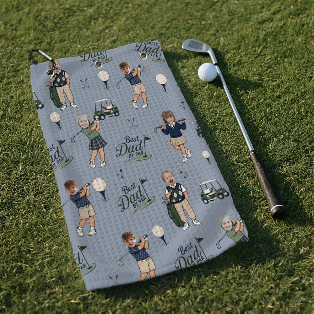 Toalla De Golf Personalizada, Regalo Personalizado Para Papá De Parte De Los Niños, Recuerdo De Golf Para El Día Del Padre. - mymoonlampes