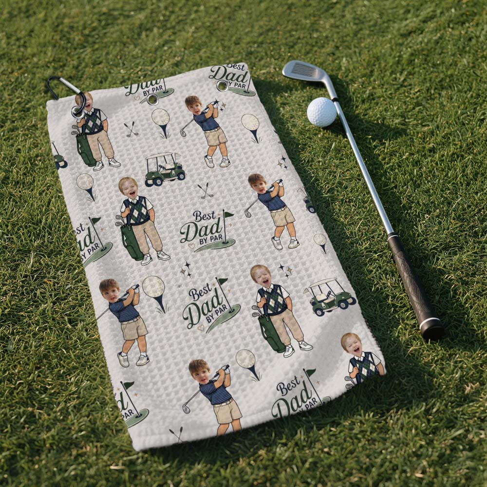 Toalla De Golf Personalizada, Regalo Personalizado Para Papá De Parte De Los Niños, Recuerdo De Golf Para El Día Del Padre. - mymoonlampes