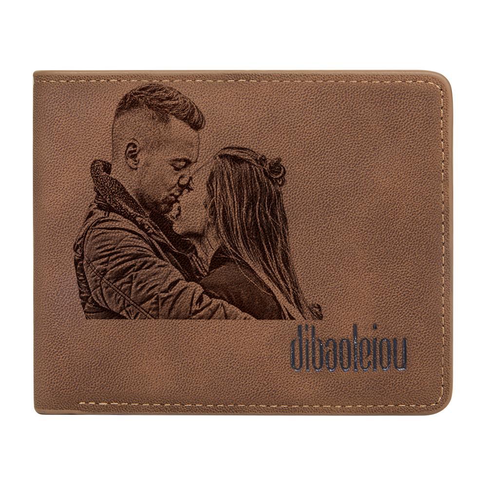 Foto Cartera Plegable Personalizada para Hombre - Cuero Marrón para Él