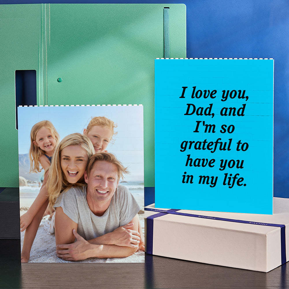 Rompecabezas De Bloques De Construcción Personalizado, Construcción Vertical, Foto De Ladrillo, Marco De Fotos Personalizado De Una Sola Cara, Regalo Del Día Del Padre - mymoonlampes