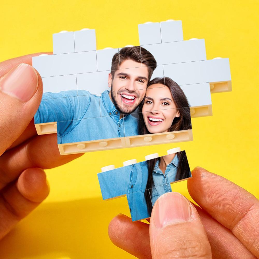 Rompecabezas De Ladrillos De Construcción Personalizado Foto En Forma De Corazón Personalizada Y Bloque De Fecha Especial Regalo Para Parejas - milamparaluna