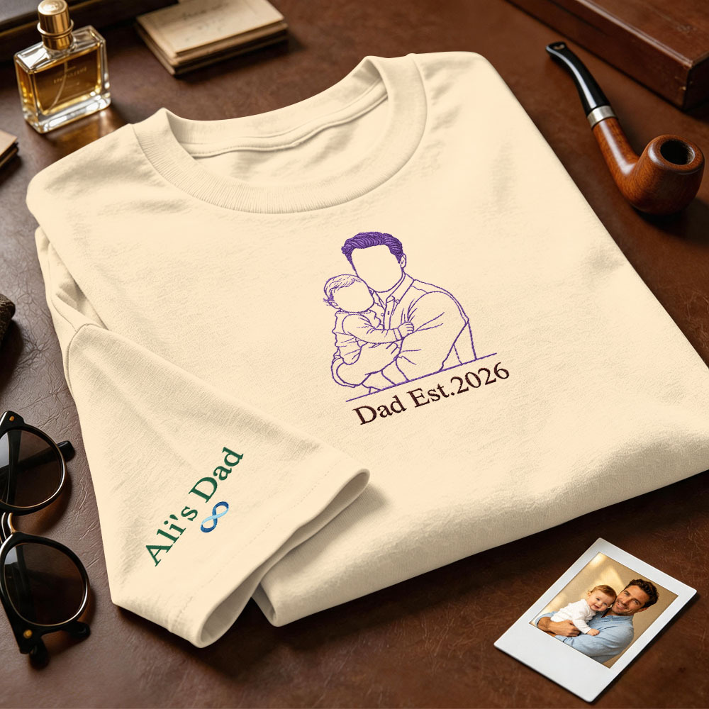 Sudadera bordada personalizada a todo color Retrato Pareja/Papá/Mamá Regalo familiar Idea de regalo personalizada del Día del Padre - mymoonlampes
