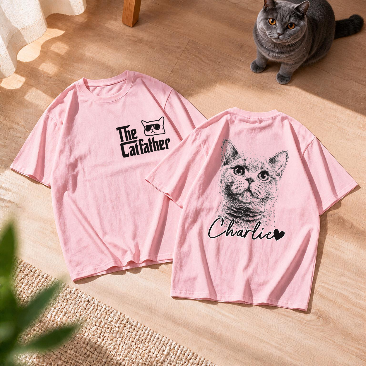 Camiseta Unisex Con Foto Personalizada. Regalos Personalizados Para El Día Del Padre Y Cumpleaños Para Amantes De Los Perros Y Gatos, Papás Y Mamás Perrunos, Dueños De Gatos: El Hogar Es Donde Están Mis Mascotas. - mymoonlampes