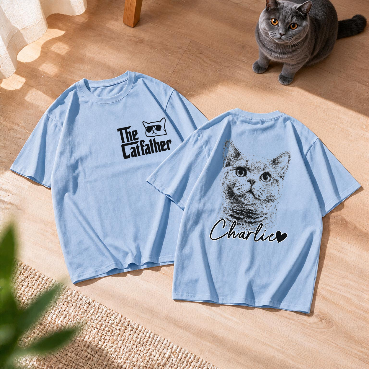 Camiseta Unisex Con Foto Personalizada. Regalos Personalizados Para El Día Del Padre Y Cumpleaños Para Amantes De Los Perros Y Gatos, Papás Y Mamás Perrunos, Dueños De Gatos: El Hogar Es Donde Están Mis Mascotas. - mymoonlampes