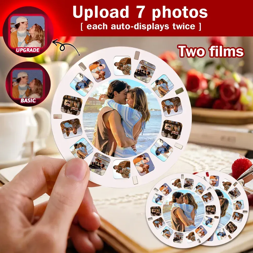 Visor 3d Personalizado Y Carrete. Regalo Navideño Rosa Personalizado Con Tus Propias Fotos. Visor De Texto Y Fotos. Varias Películas Disponibles. Visor Rojo. - mymoonlampes