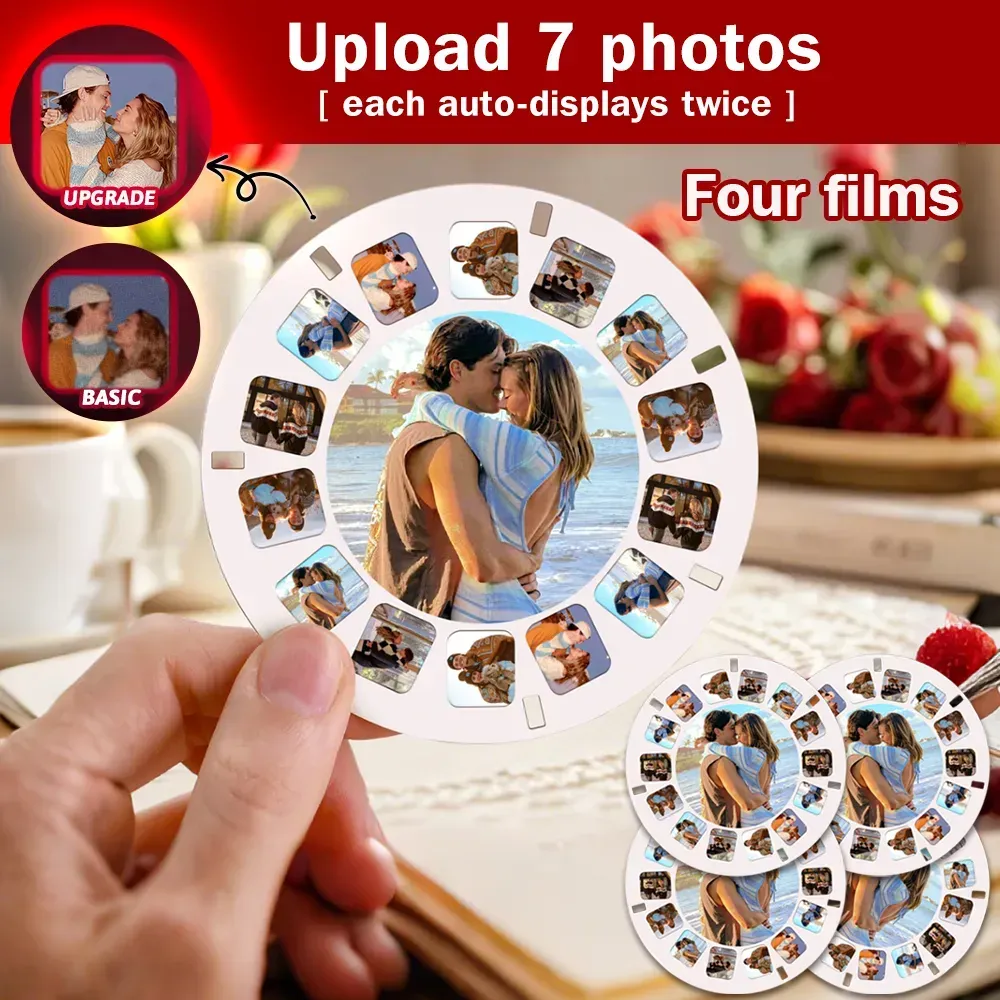 Visor 3d Personalizado Y Carrete. Regalo Navideño Rosa Personalizado Con Tus Propias Fotos. Visor De Texto Y Fotos. Varias Películas Disponibles. Visor Rojo. - mymoonlampes