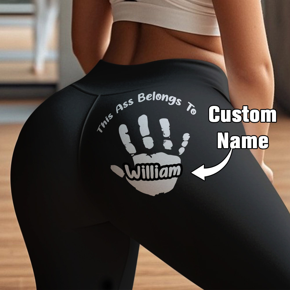 Leggings Acampanados Personalizados Este Trasero Pertenece A Regalos Para Esposa Novia Leggings Personalizados - mymoonlampes