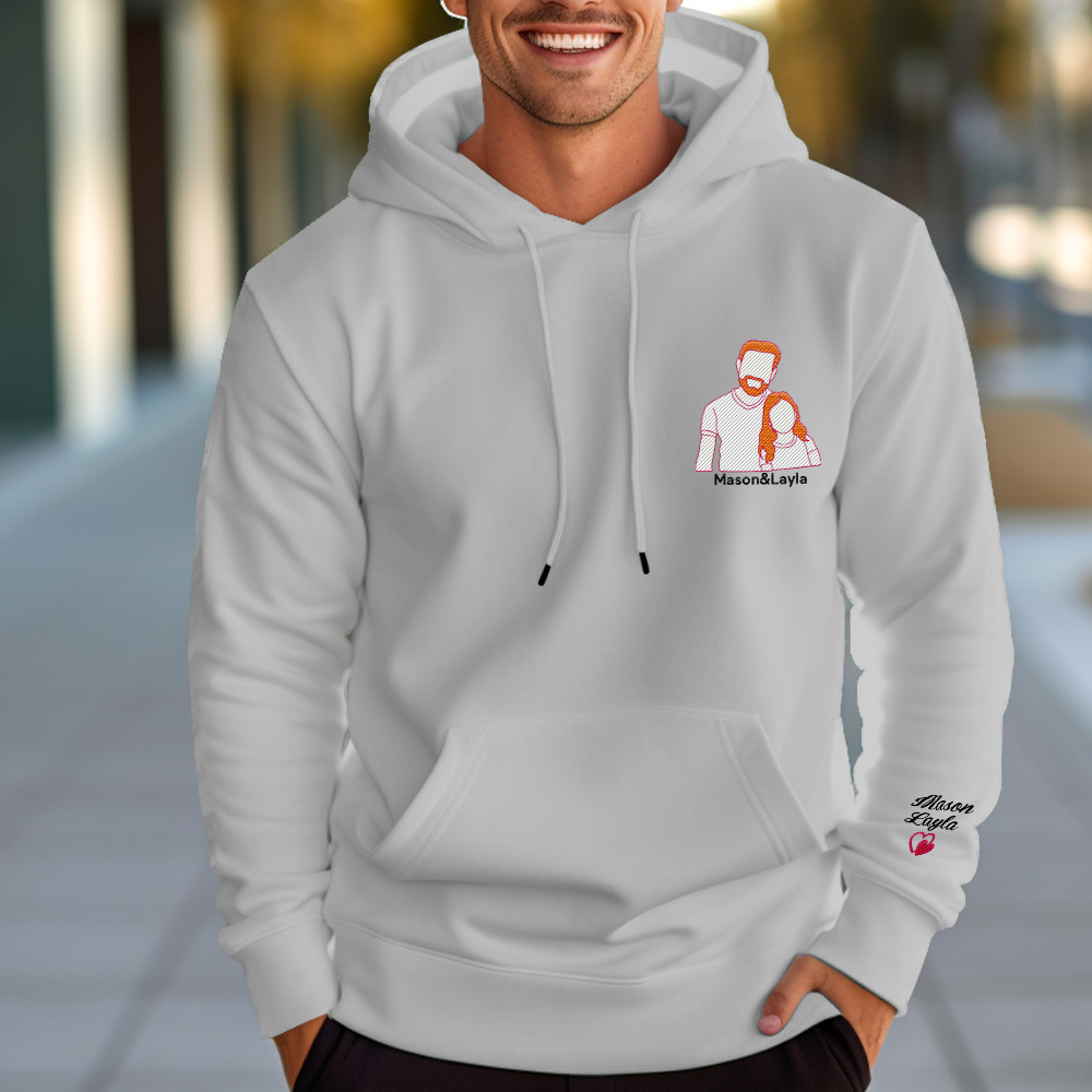 Sudadera Con Capucha Bordada Con Foto Personalizada Y Nombre Del Niño En La Manga, Regalo Para El Día Del Padre - mymoonlampes