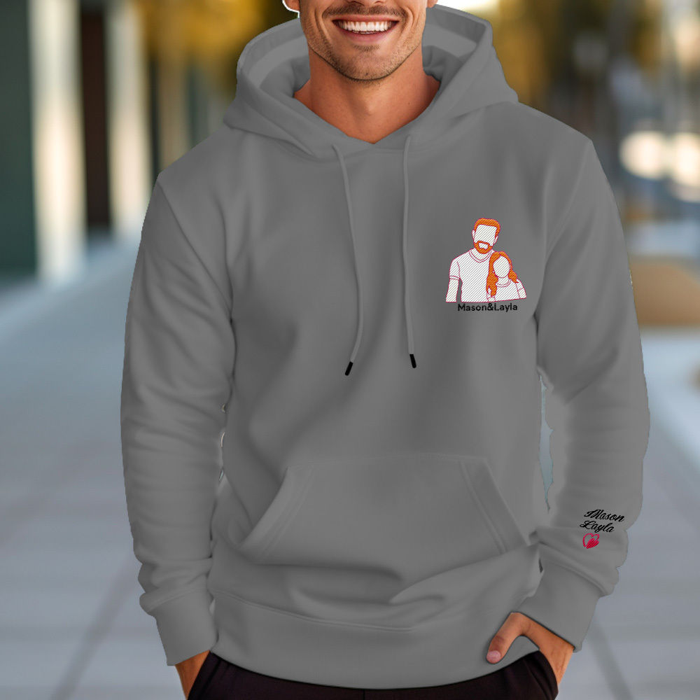 Sudadera Con Capucha Bordada Con Foto Personalizada Y Nombre Del Niño En La Manga, Regalo Para El Día Del Padre - mymoonlampes