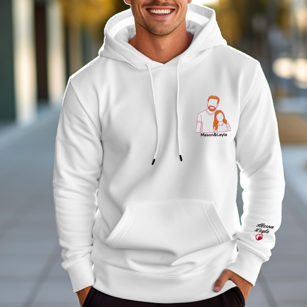Sudadera Con Capucha Bordada Con Foto Personalizada Y Nombre Del Niño En La Manga, Regalo Para El Día Del Padre - mymoonlampes