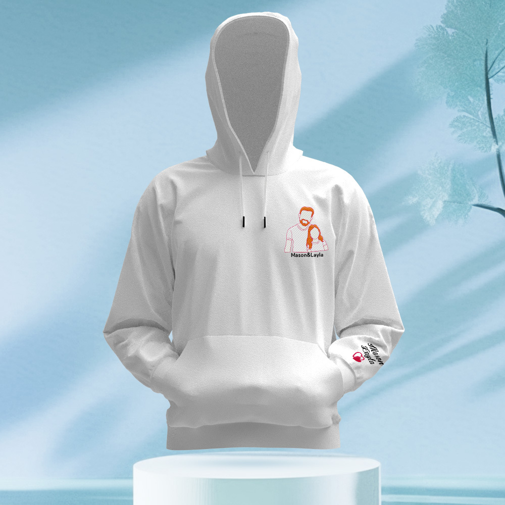 Sudadera Con Capucha Bordada Con Foto Personalizada Y Nombre Del Niño En La Manga, Regalo Para El Día Del Padre - mymoonlampes