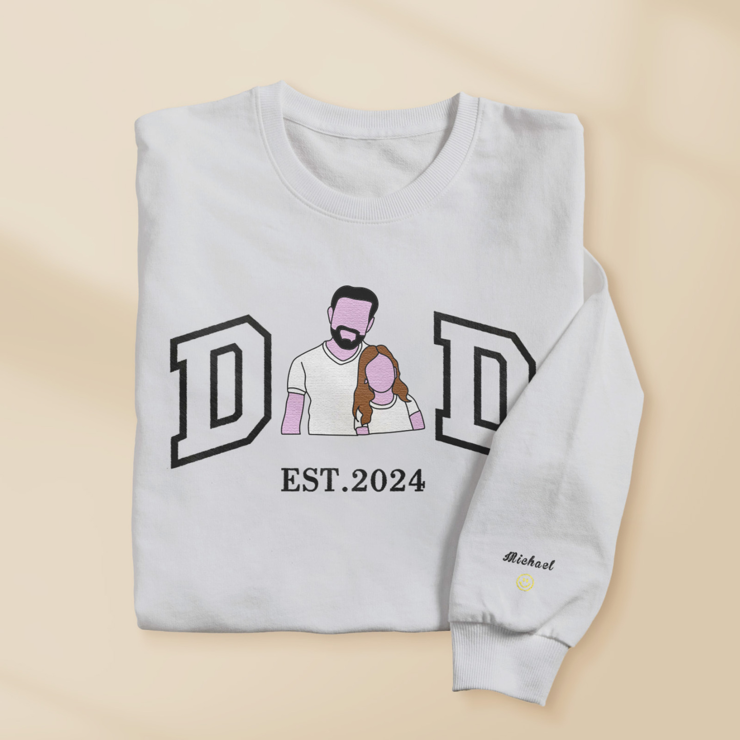 Sudadera Con Retrato Bordado Personalizado Para Papá, Regalo Del Día Del Padre - mymoonlampes