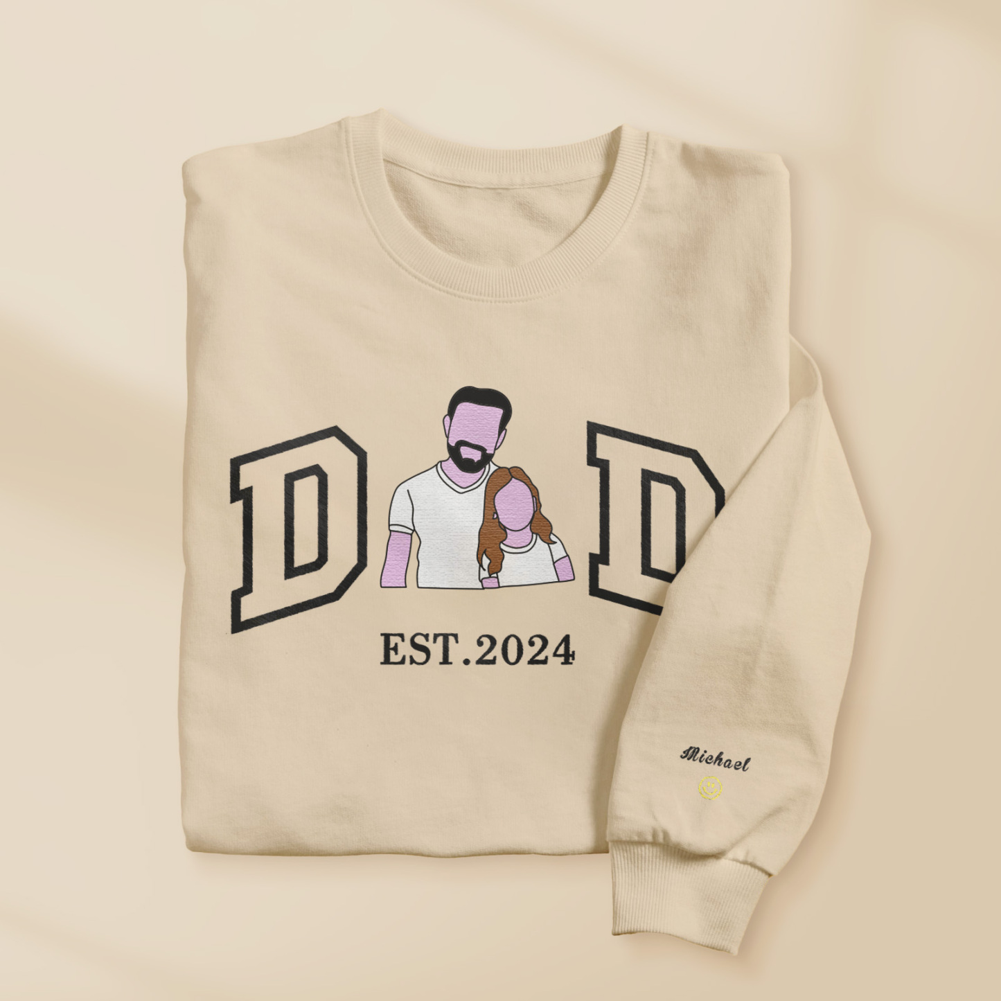 Sudadera Con Retrato Bordado Personalizado Para Papá, Regalo Del Día Del Padre - mymoonlampes