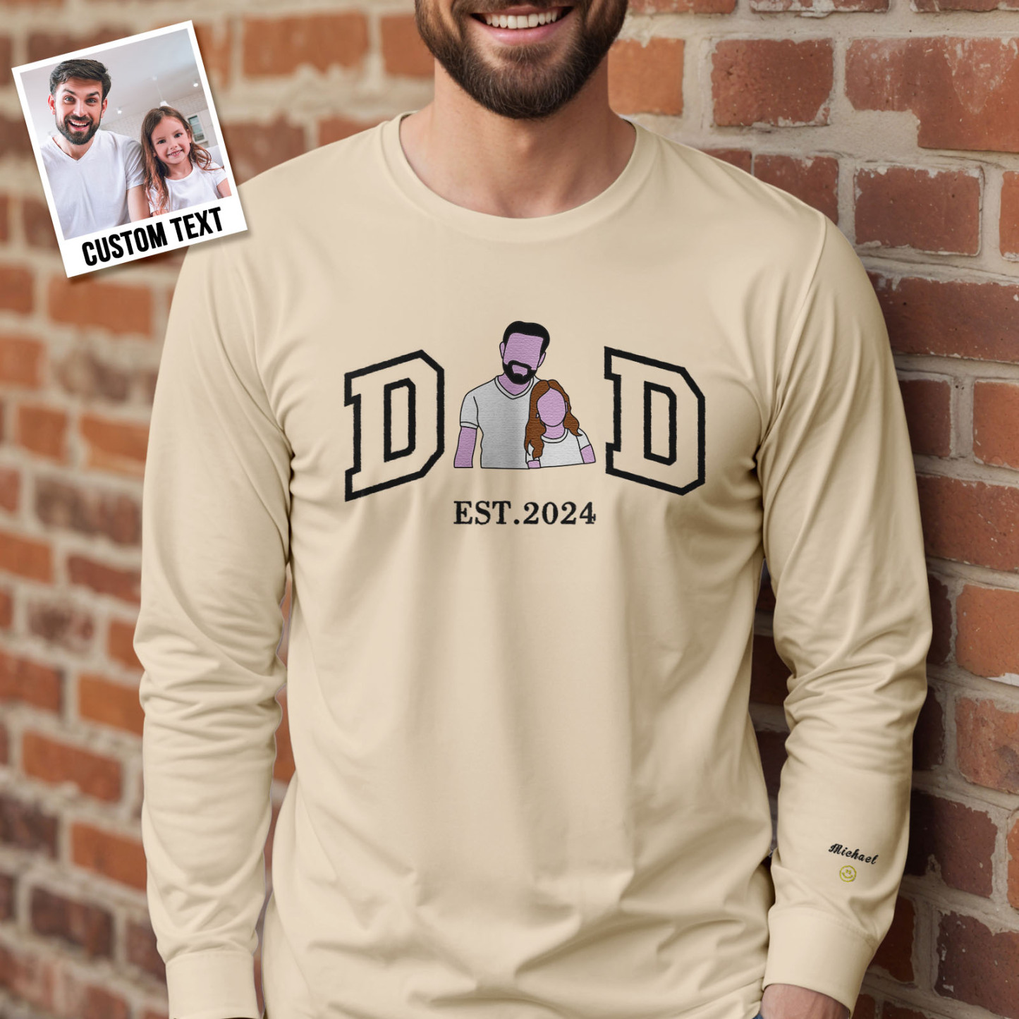 Sudadera Con Retrato Bordado Personalizado Para Papá, Regalo Del Día Del Padre - mymoonlampes