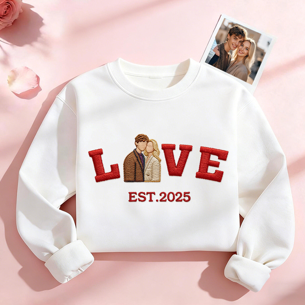 Sudadera Con Capucha Personalizada Con Foto Bordada De Pareja Love Est Year - mymoonlampes