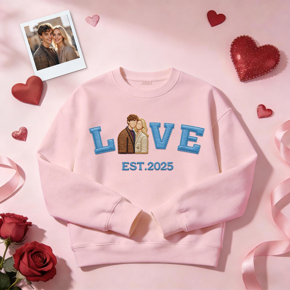 Sudadera Con Capucha Personalizada Con Foto Bordada De Pareja Love Est Year - mymoonlampes