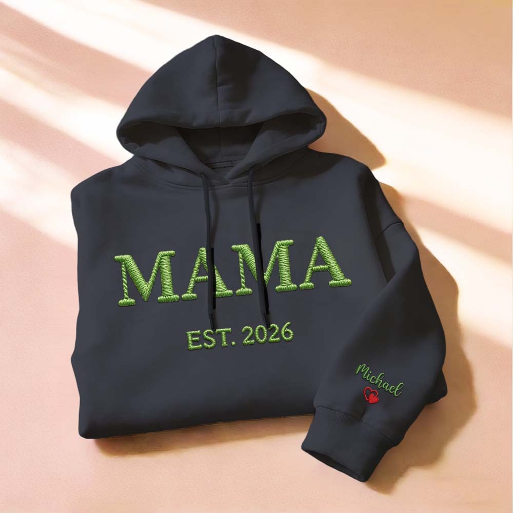 Sudadera Personalizada Bordada Para Mamá, Sudadera Con Capucha Personalizada Bordada Para Mamá, Conjunto Para Mamá Primeriza, Ropa Para Anunciar El Embarazo, Regalos Para El Día De La Madre. - mymoonlampes