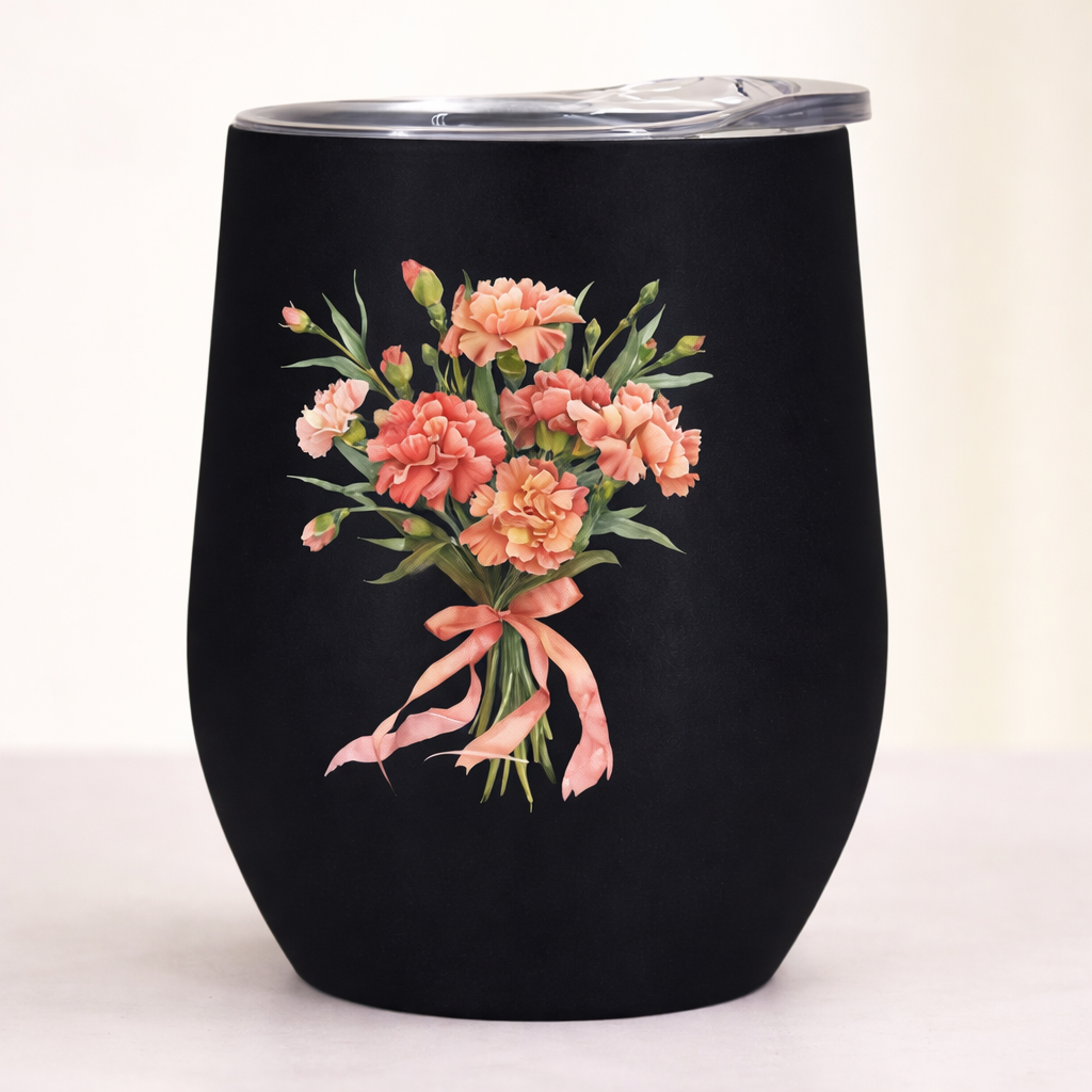 Vaso De Vino Personalizado Con La Flor De Nacimiento Para Ella - Regalo Personalizado Para El Día De La Madre