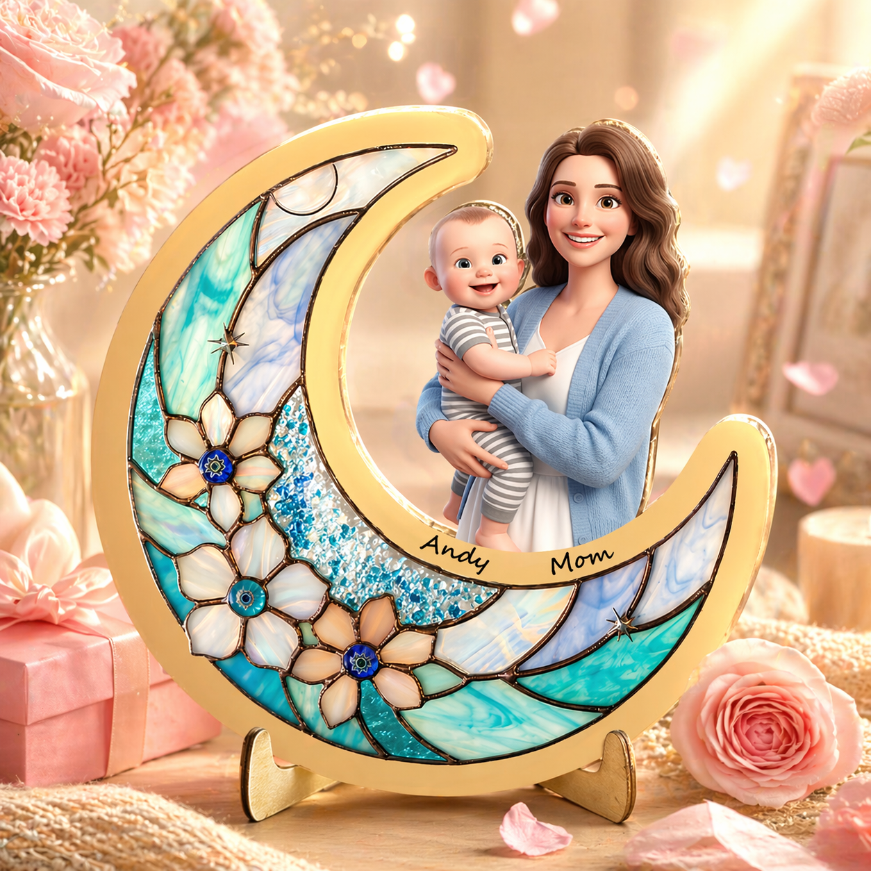 Cuadro Decorativo De Madera 3d Personalizado Con Diseño De Dibujos Animados, Retrato De Dibujos Animados A Medida, Decoración Única Para El Hogar En Madera, El Mejor Regalo Del Día De La Madre Para Mamá.