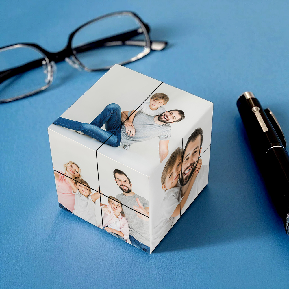 Regalo para el Día del Padre: Cubo de fotos infinito, cubo de fotos personalizado, cubo de fotos plegable, decoración para el hogar, cubo de Rubik