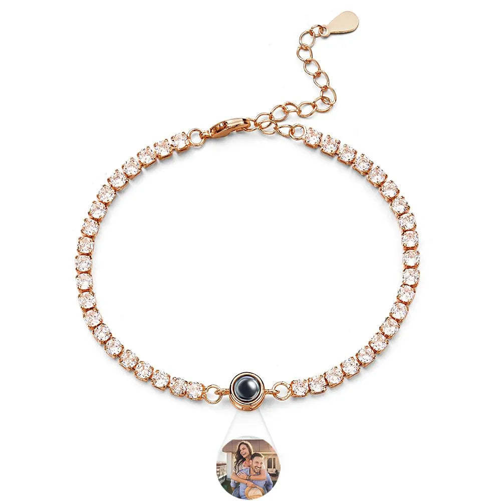 Pulsera De Proyección De Fotos Personalizada Pulsera De Tenis Pulsera De Todos Los Diamantes De Moda Regalos Para Ella - milamparaluna