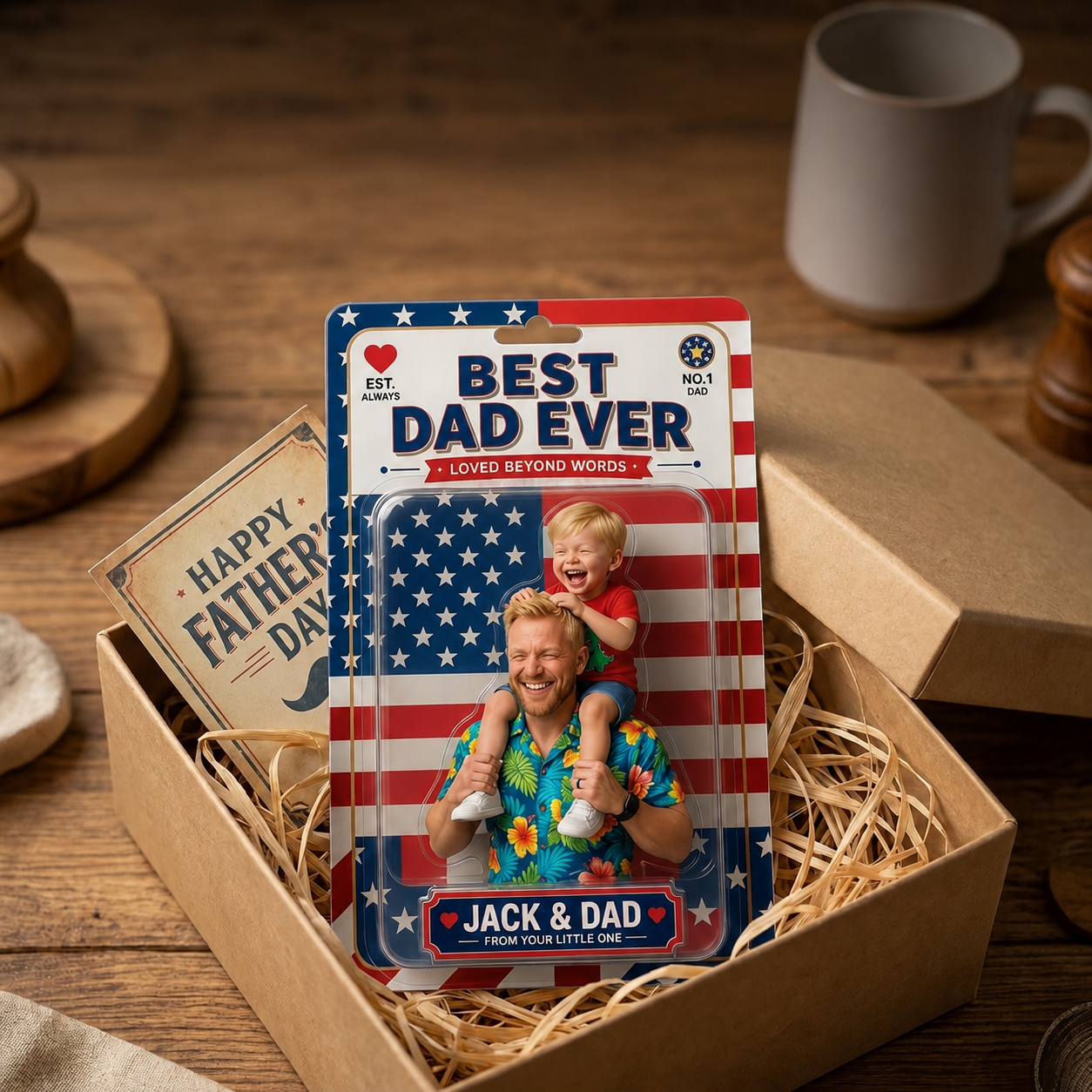Foto personalizada Placa acrílica Best Dad Ever - Regalos personalizados para papá - mymoonlampes