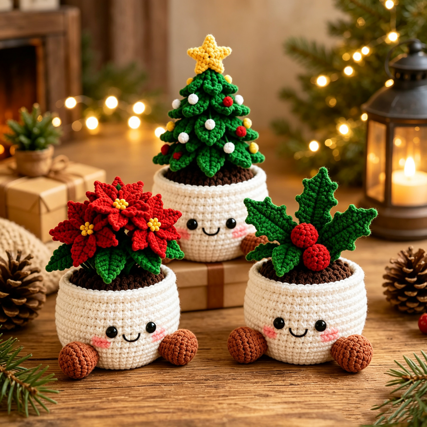 Funda De Ganchillo Para Maceta Navideña: Decoración Navideña Hecha A Mano Para El Hogar Y La Oficina. - mymoonlampes