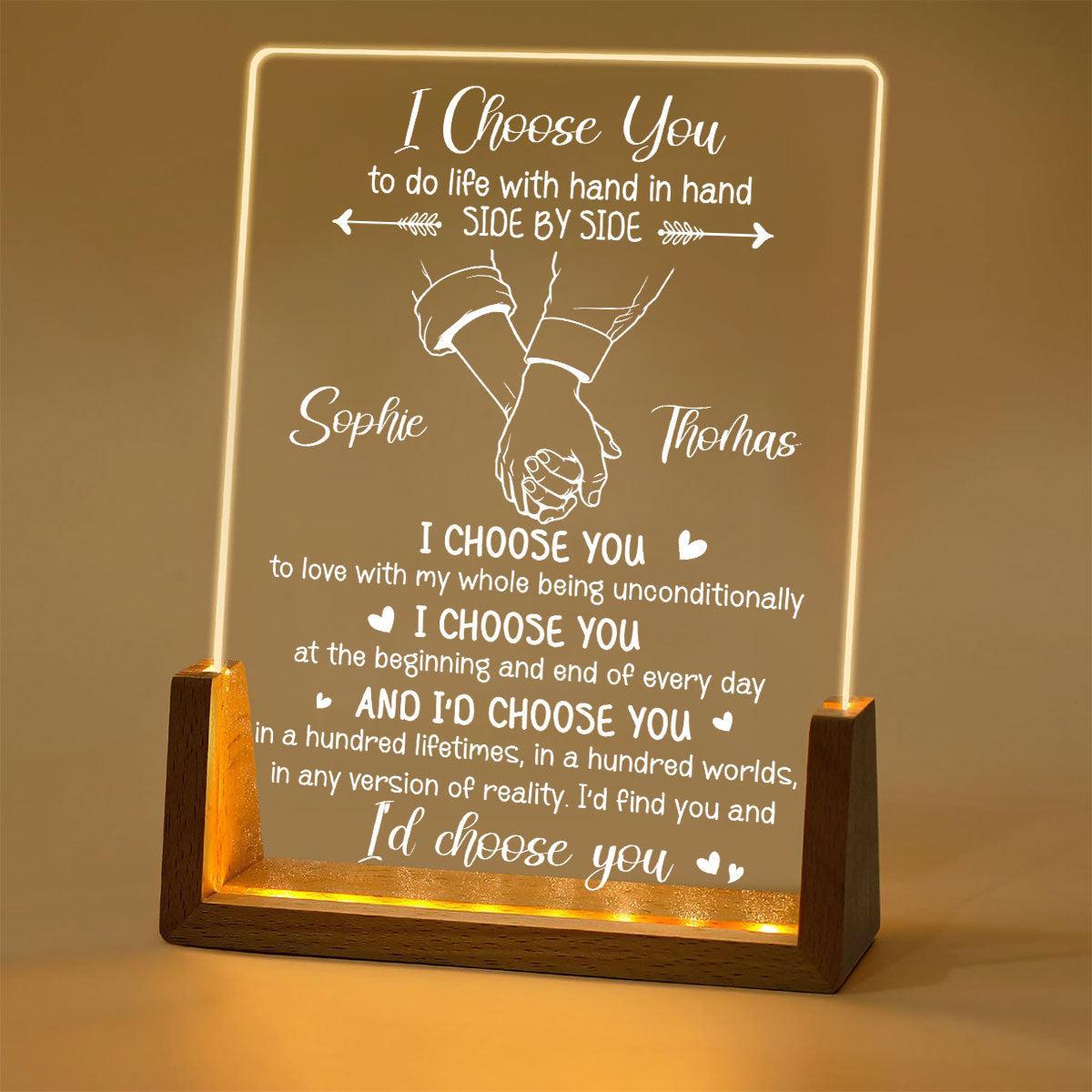 Lámpara De Noche Personalizada "Te Elijo A Ti", Lámpara LED Acrílica Con Foto Personalizada, Regalo Romántico Para Parejas Para Aniversario, Cumpleaños Y San Valentín. - mymoonlampes