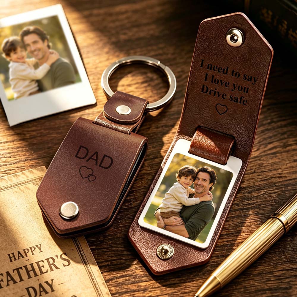 Llavero De Cuero Grabado Personalizado Con Foto, Llavero Con Imagen Personalizada, Regalo Seguro Para Papá, Regalo De Aniversario Para Marido