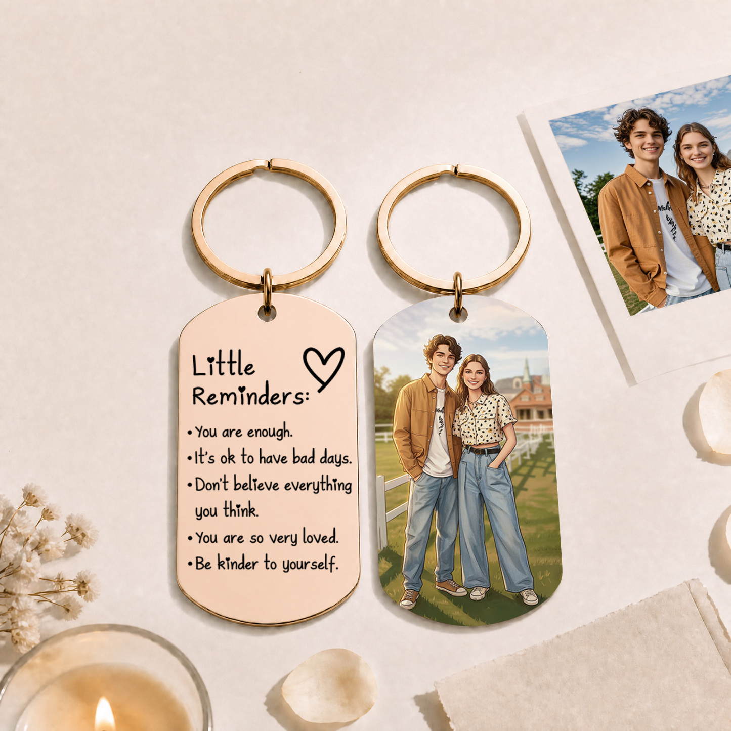Llavero Personalizado Con Foto Y Mensaje Inspirador: Llavero De Acero Inoxidable Con Cita Personalizada, Llavero Con Foto Y Mensaje A Doble Cara, Regalo Para Parejas, Amigos, Familiares, Graduaciones, Bodas Y Cumpleaños. - mymoonlampes