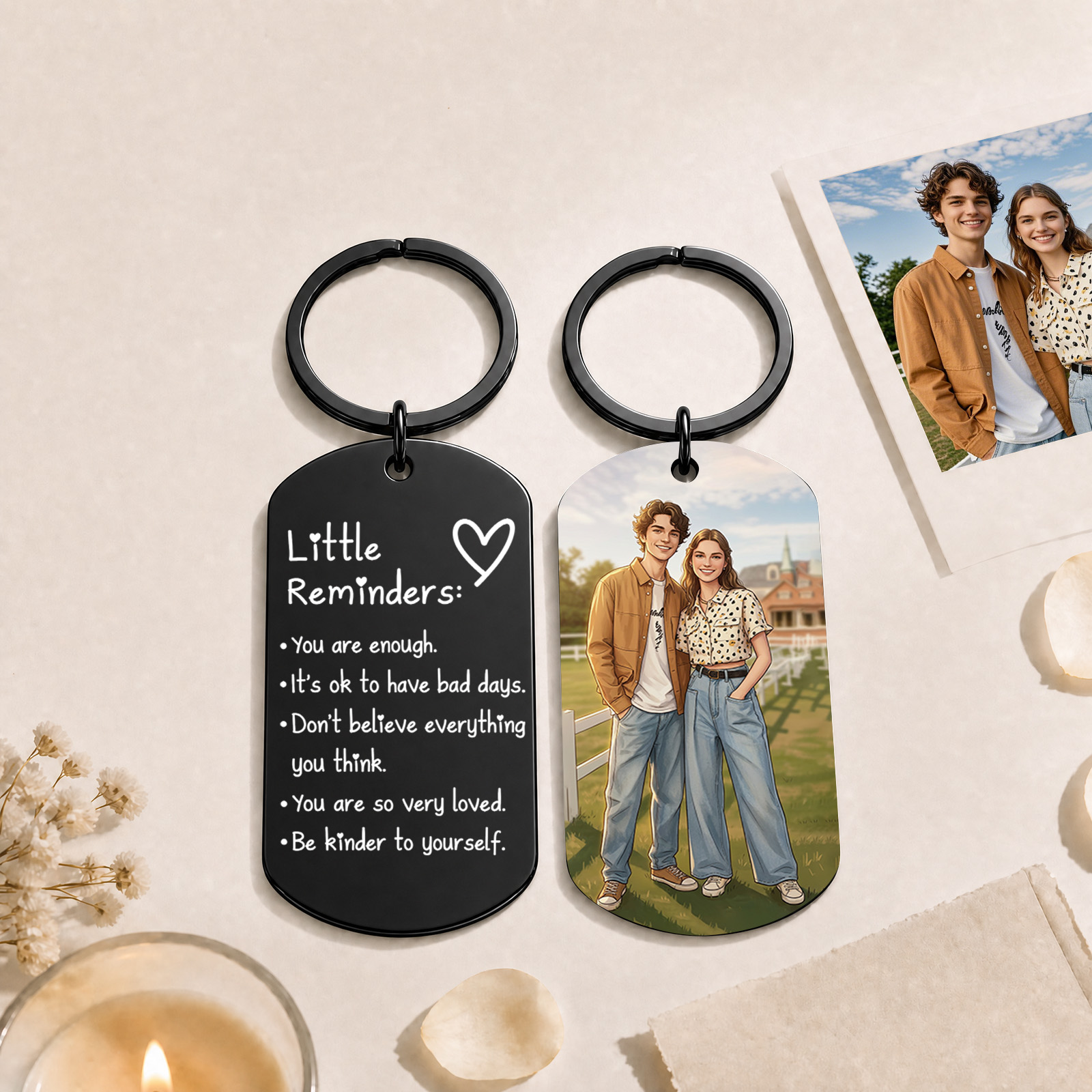 Llavero Personalizado Con Foto Y Mensaje Inspirador: Llavero De Acero Inoxidable Con Cita Personalizada, Llavero Con Foto Y Mensaje A Doble Cara, Regalo Para Parejas, Amigos, Familiares, Graduaciones, Bodas Y Cumpleaños.