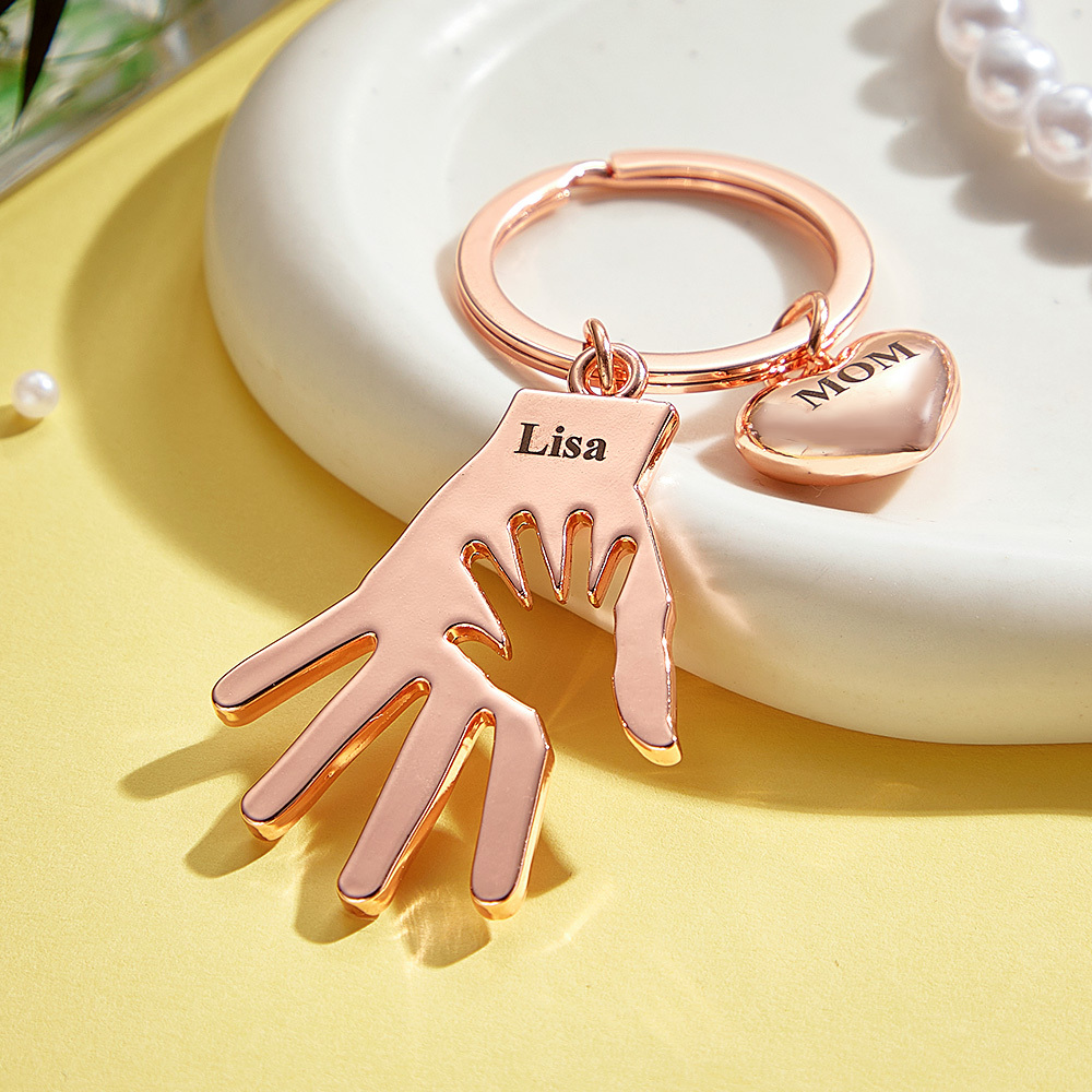 Llavero Grabado Personalizado Con Forma De Palma, Regalo Para Papá Y Mamá - mymoonlampes