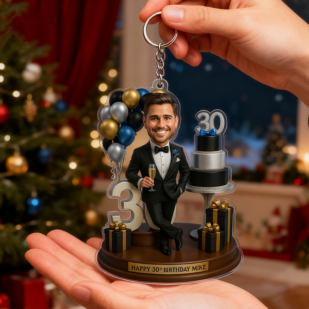 Llavero Acrílico Con Caricatura Personalizada De Mujer, Ideal Como Regalo De Navidad O Para El 50 Cumpleaños. Efecto 3d E Impresión 2d. - mymoonlampes
