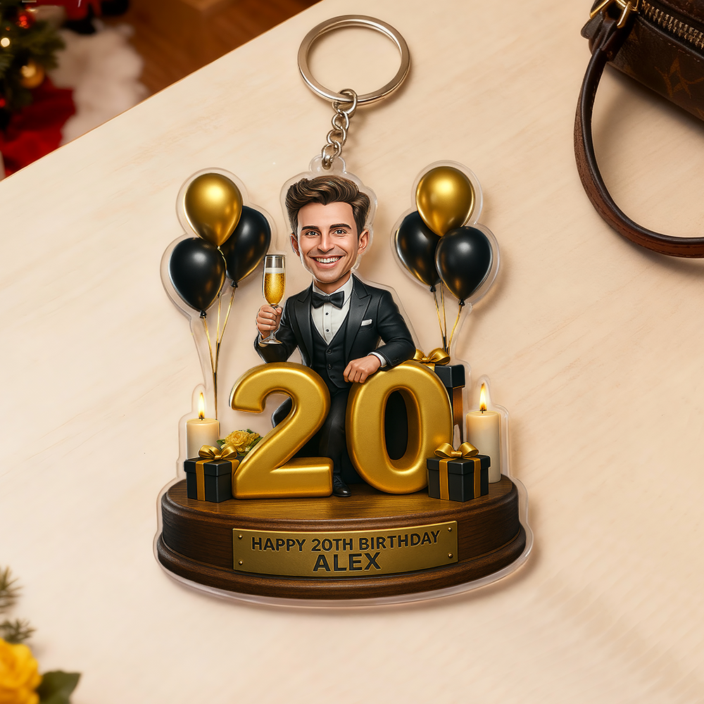 Llavero Acrílico Con Caricatura Personalizada De Mujer, Ideal Como Regalo De Navidad O Para El 50 Cumpleaños. Efecto 3d E Impresión 2d. - mymoonlampes