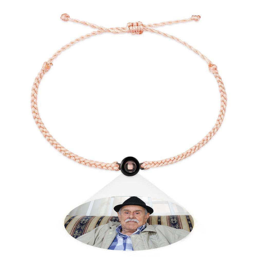 Pulsera De Pareja Con Proyección De Fotos Personalizada, Pulsera De Cuerda Negra Trenzada, Regalo Para Padres Y Abuelos - milamparaluna
