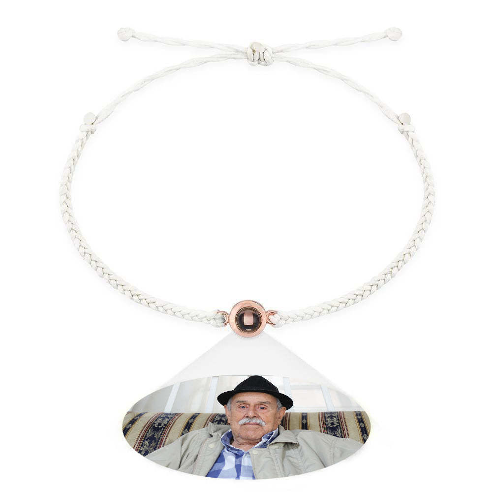 Pulsera De Pareja Con Proyección De Fotos Personalizada, Pulsera De Cuerda Negra Trenzada, Regalo Para Padres Y Abuelos - milamparaluna