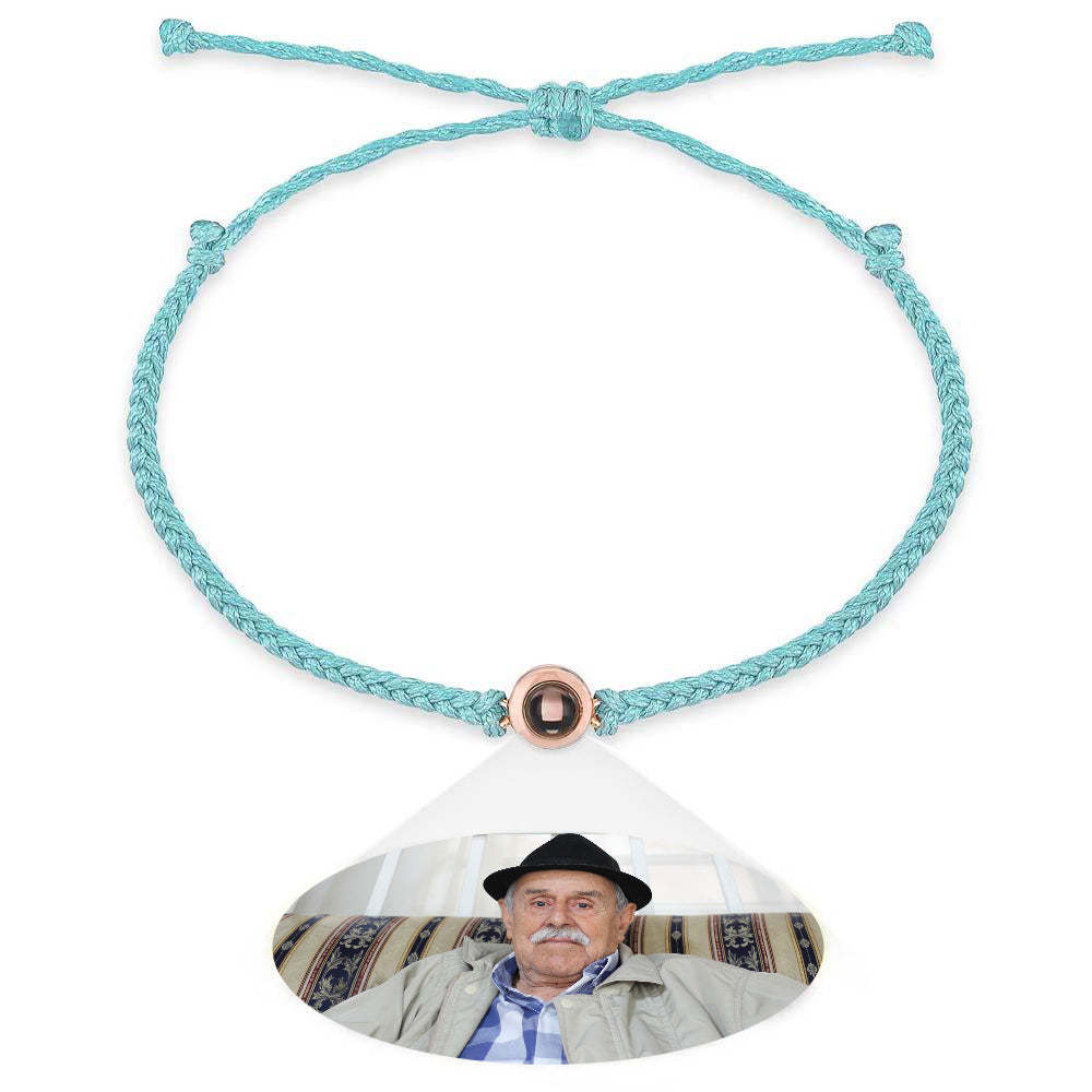 Pulsera De Pareja Con Proyección De Fotos Personalizada, Pulsera De Cuerda Negra Trenzada, Regalo Para Padres Y Abuelos - milamparaluna