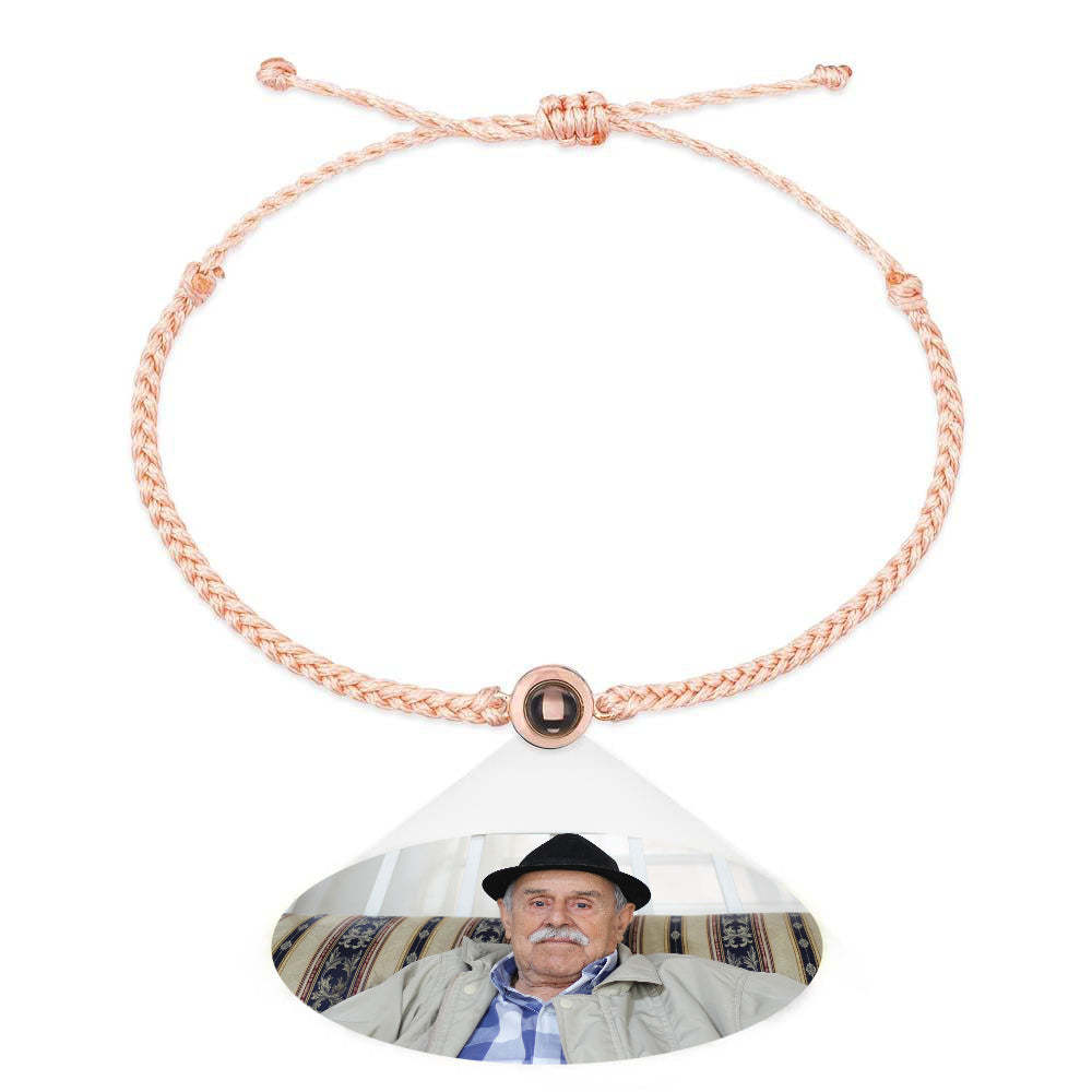 Pulsera De Pareja Con Proyección De Fotos Personalizada, Pulsera De Cuerda Negra Trenzada, Regalo Para Padres Y Abuelos - milamparaluna
