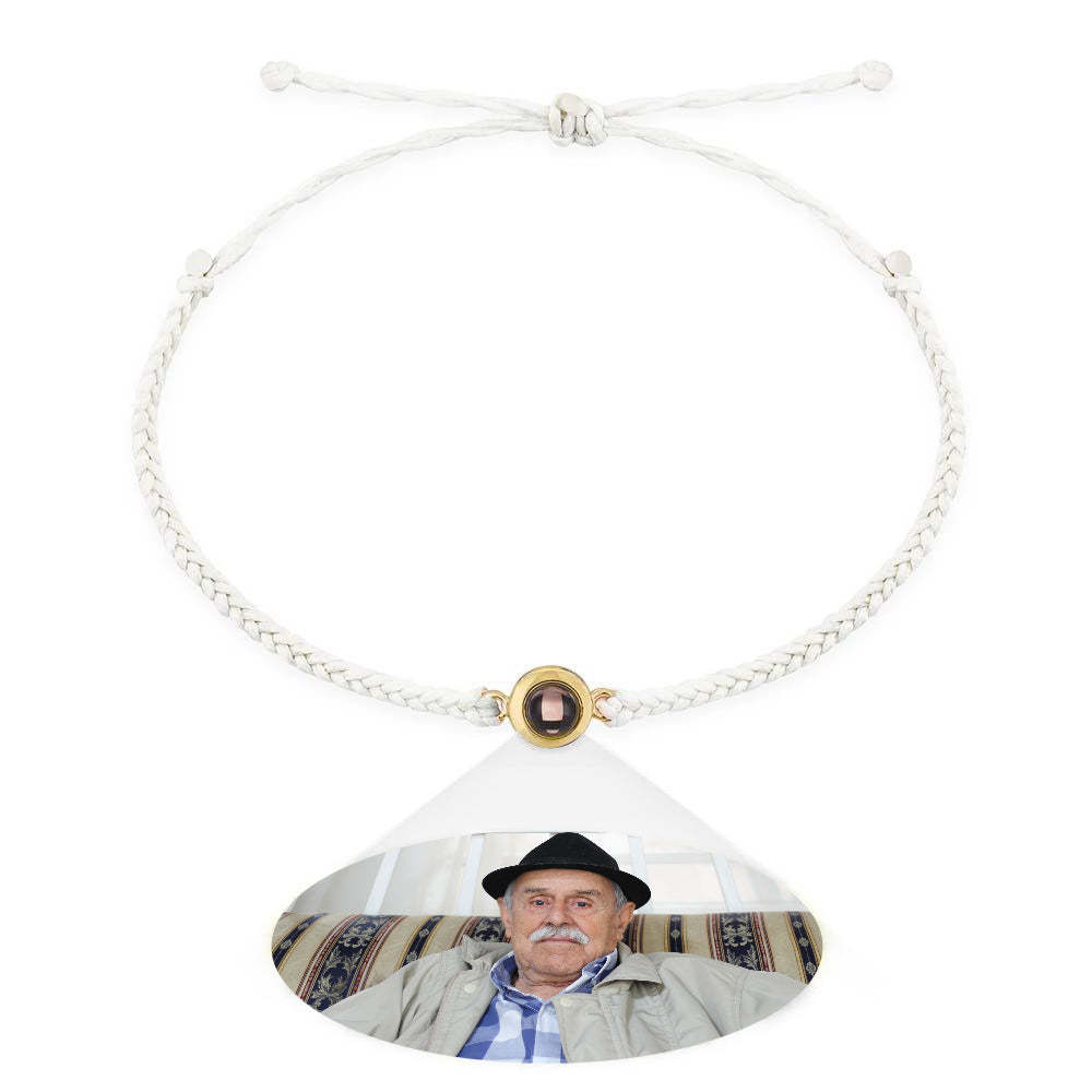 Pulsera De Pareja Con Proyección De Fotos Personalizada, Pulsera De Cuerda Negra Trenzada, Regalo Para Padres Y Abuelos - milamparaluna