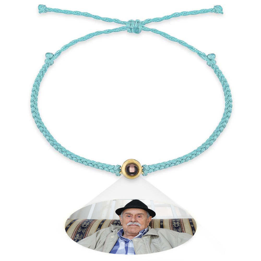 Pulsera De Pareja Con Proyección De Fotos Personalizada, Pulsera De Cuerda Negra Trenzada, Regalo Para Padres Y Abuelos - milamparaluna
