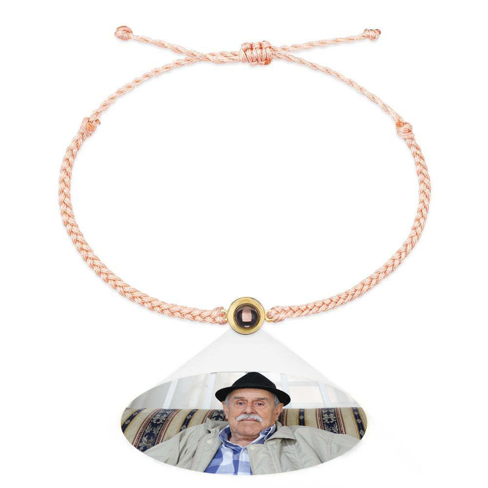 Pulsera De Pareja Con Proyección De Fotos Personalizada, Pulsera De Cuerda Negra Trenzada, Regalo Para Padres Y Abuelos - milamparaluna