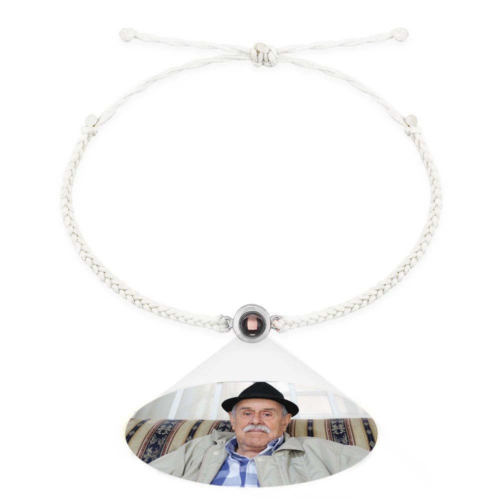 Pulsera De Pareja Con Proyección De Fotos Personalizada, Pulsera De Cuerda Negra Trenzada, Regalo Para Padres Y Abuelos - milamparaluna