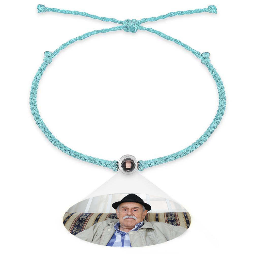 Pulsera De Pareja Con Proyección De Fotos Personalizada, Pulsera De Cuerda Negra Trenzada, Regalo Para Padres Y Abuelos - milamparaluna